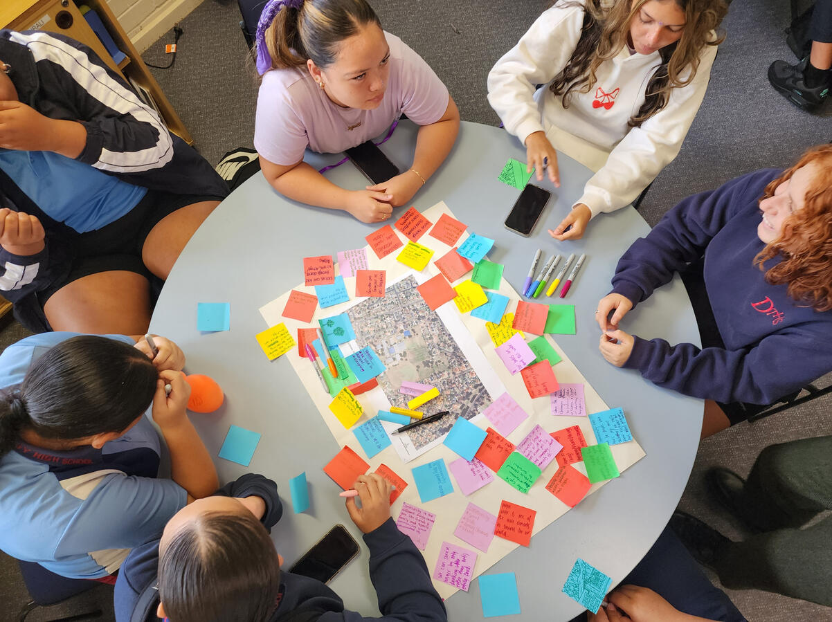 Students participating in Connecting with Country design workshop